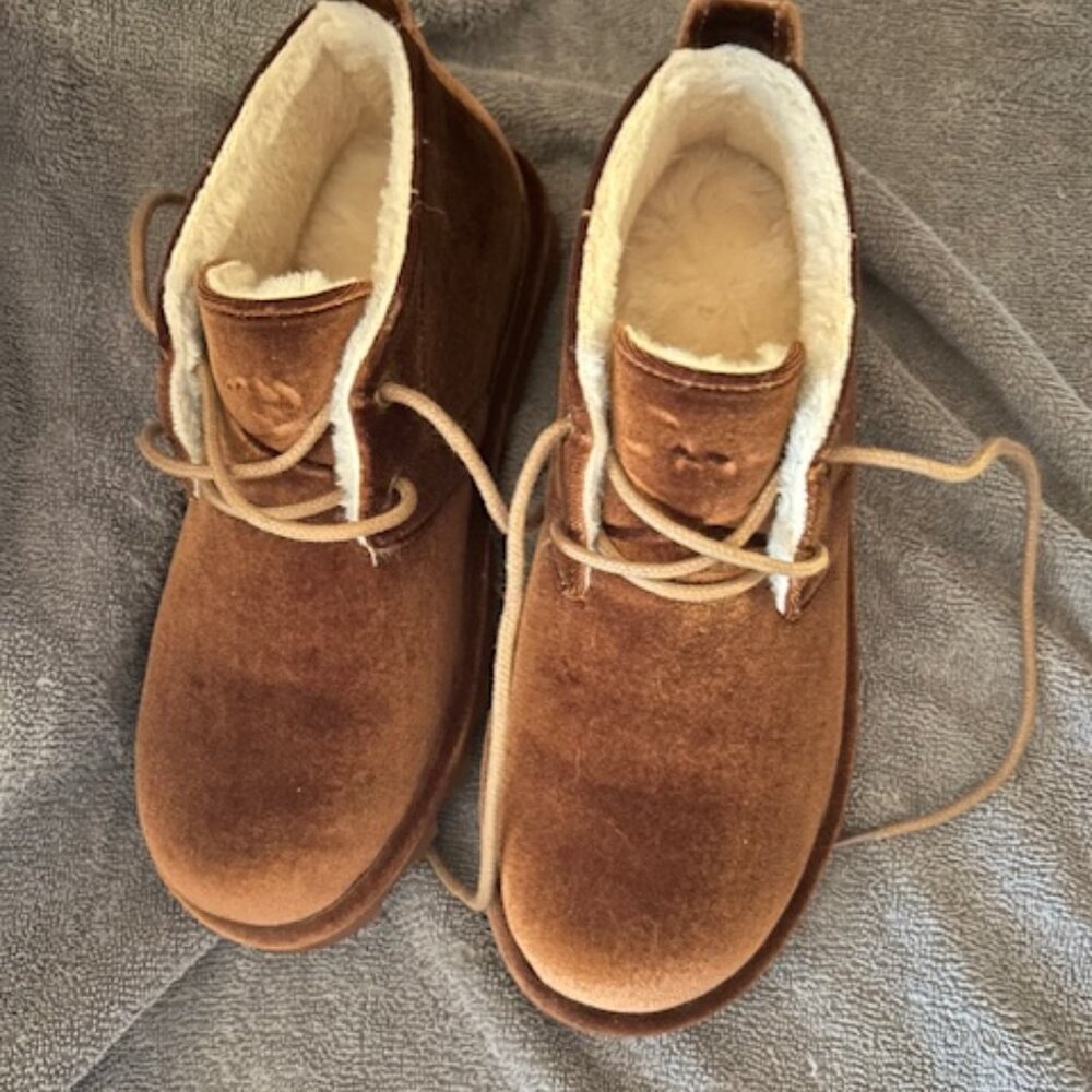 BearPaw Chestnut Suede Shearling-Lined Ankle Boots